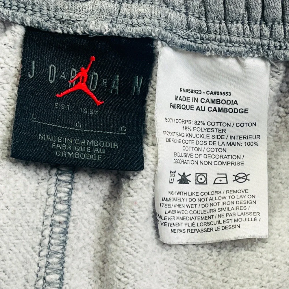 Nike‎ Air Jordan Sport DNA Fleece Joggers Mens L Grey Flight Jumpman Sweatpants